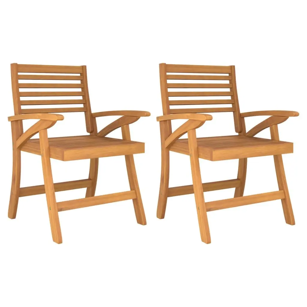 Outdoor Garden Chairs 2 pcs Solid Wood Acacia Brown Patio Seating Set