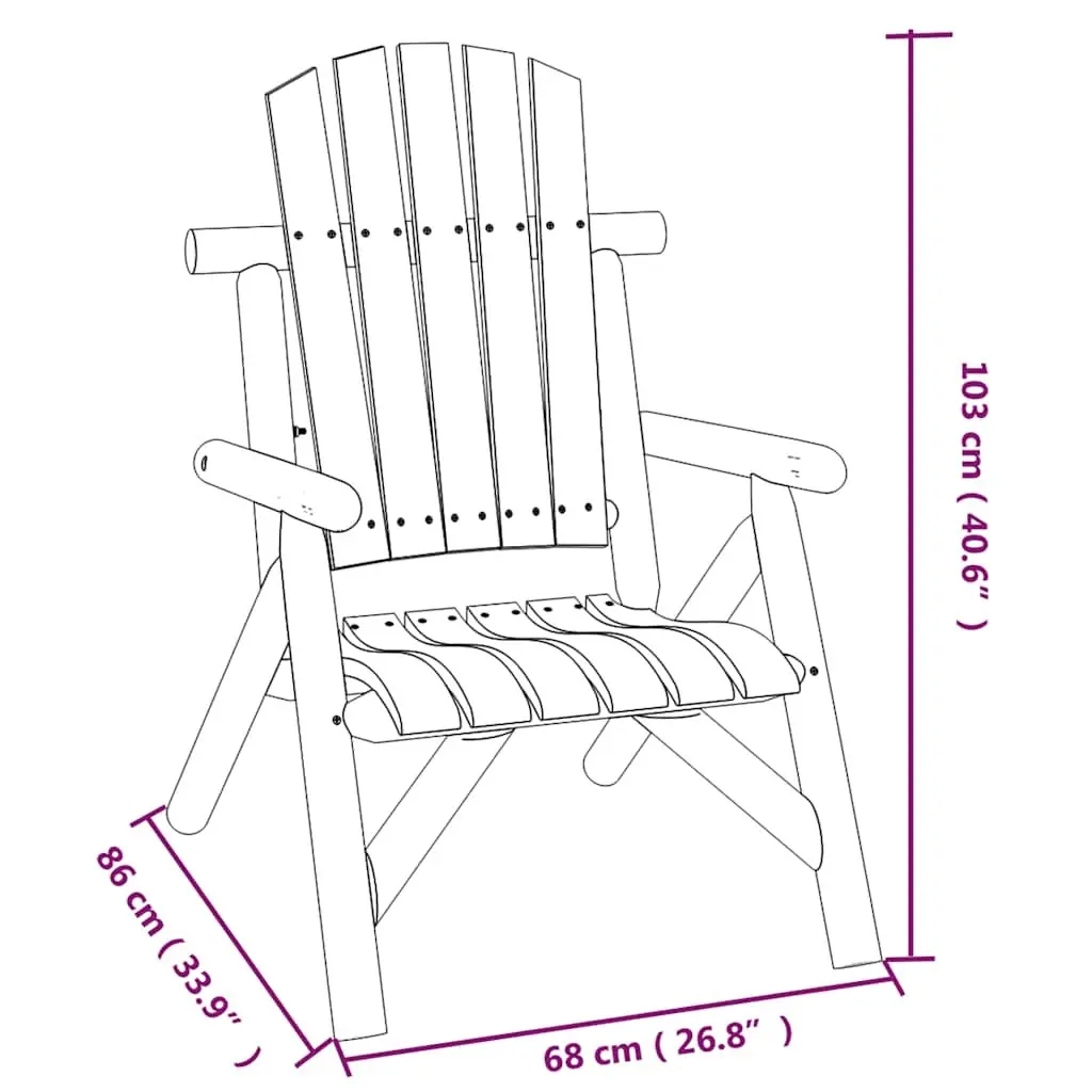 Outdoor Garden Chair Adirondack Style Solid Wood Spruce Brown 68 x 86 x 103 cm