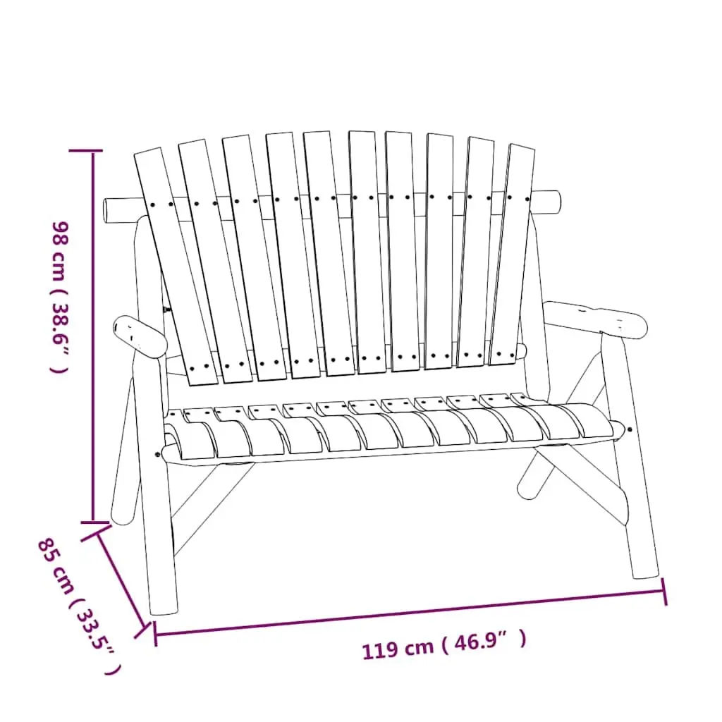 Wooden Garden Bench Outdoor Patio 2-Seater Brown