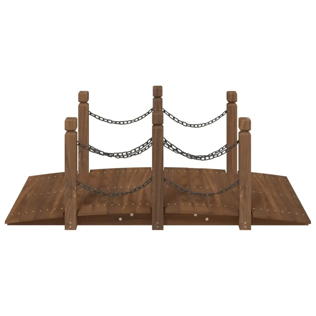 Garden Bridge with Chain Railings Solid Wood Spruce Outdoor Structure Backyard