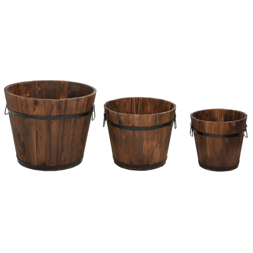 Wooden Bucket Planter Set for Garden 3 Piece