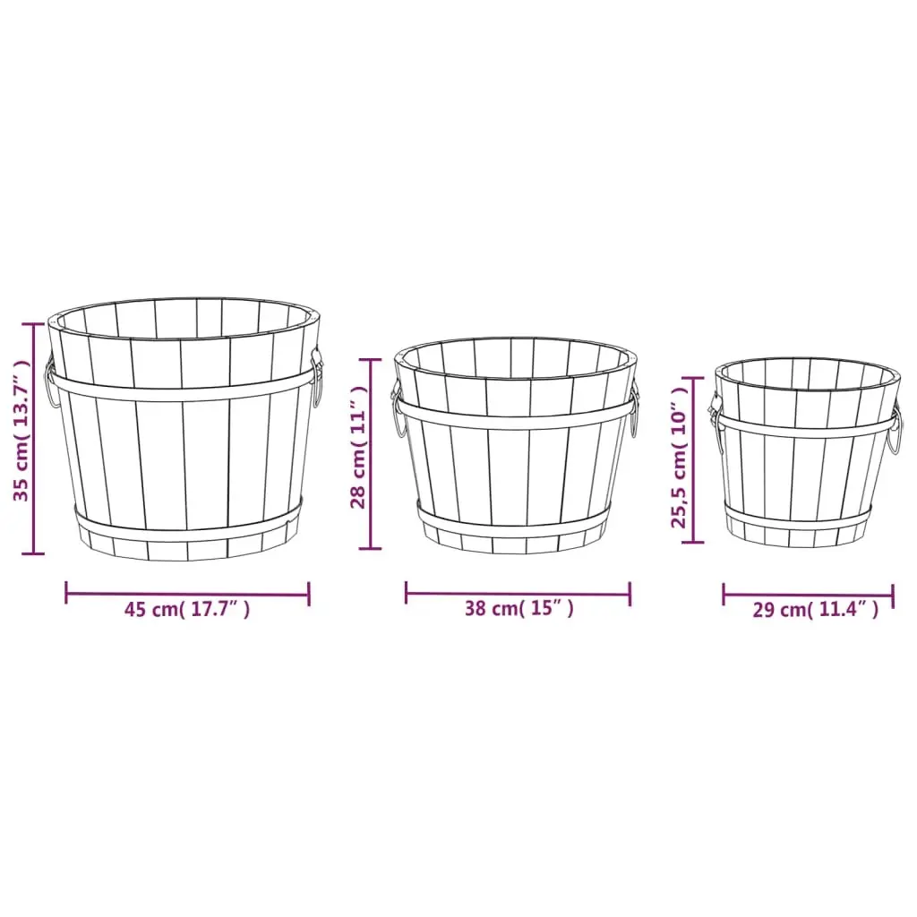 Wooden Bucket Planter Set for Garden 3 Piece