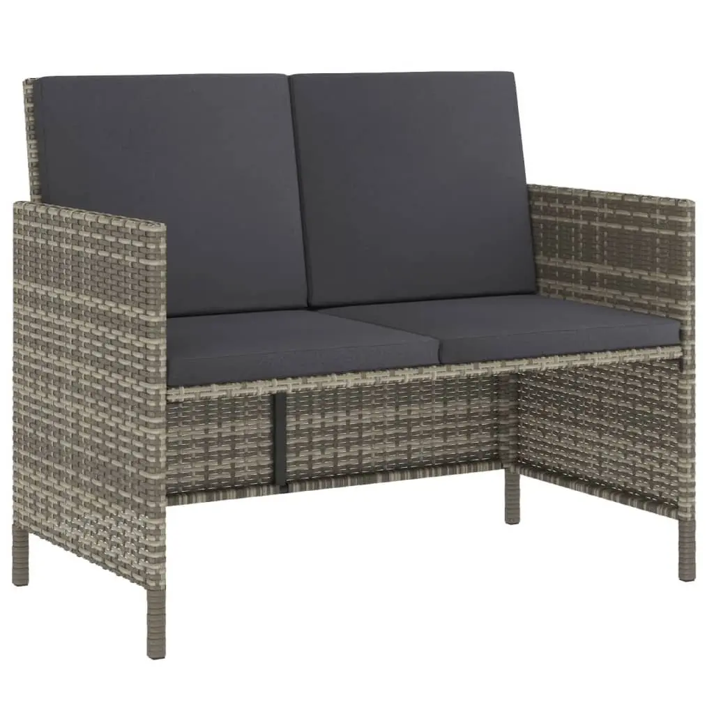 Garden Dining Set 6 Piece Outdoor Furniture Grey Poly Rattan with Cushions