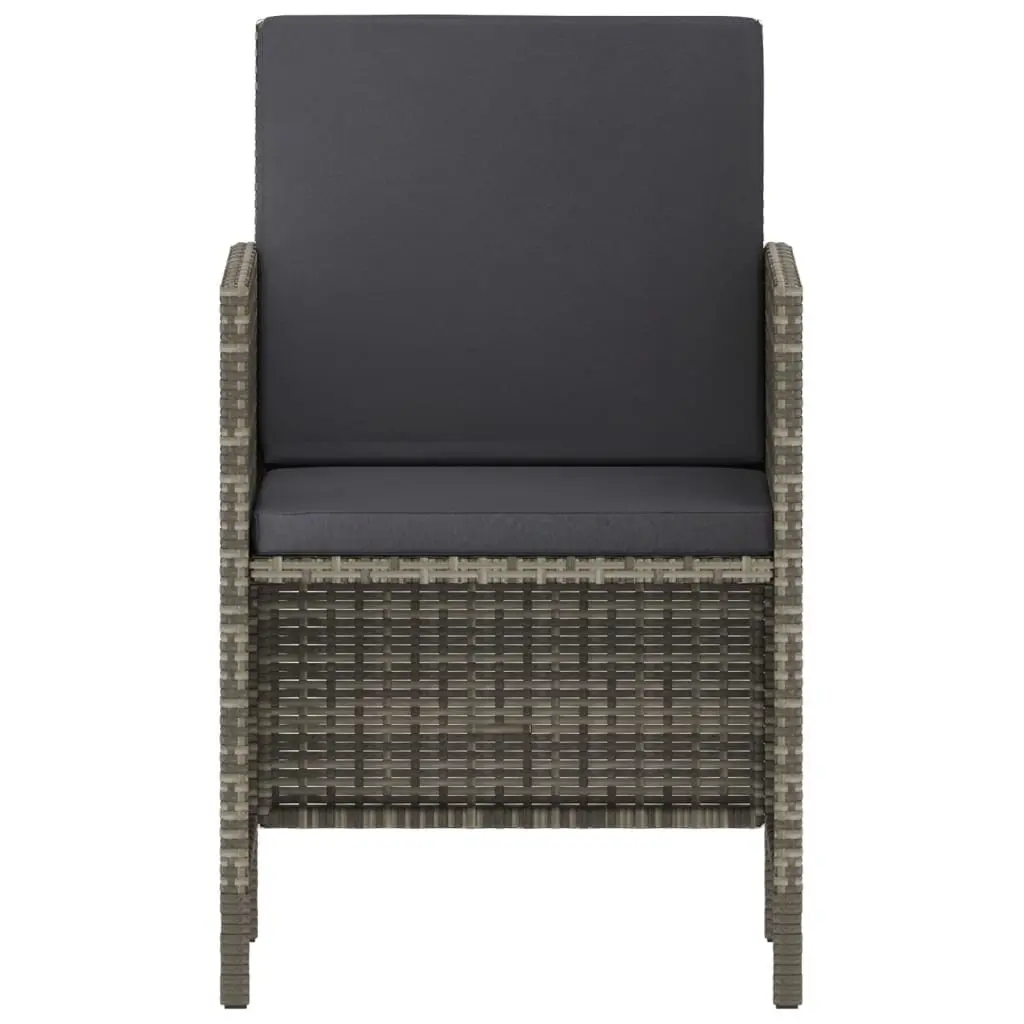 Garden Dining Set 6 Piece Outdoor Furniture Grey Poly Rattan with Cushions