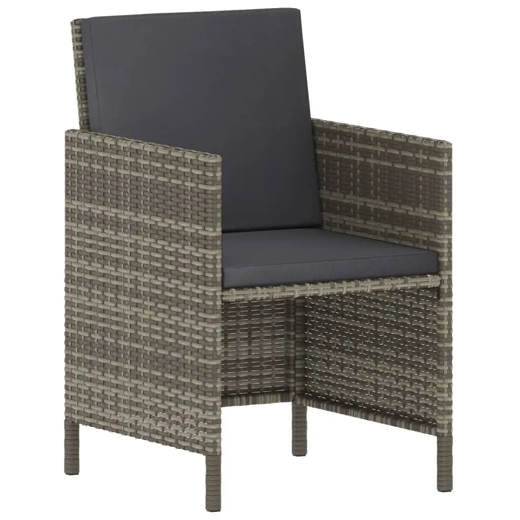 Garden Dining Set 6 Piece Outdoor Furniture Grey Poly Rattan with Cushions