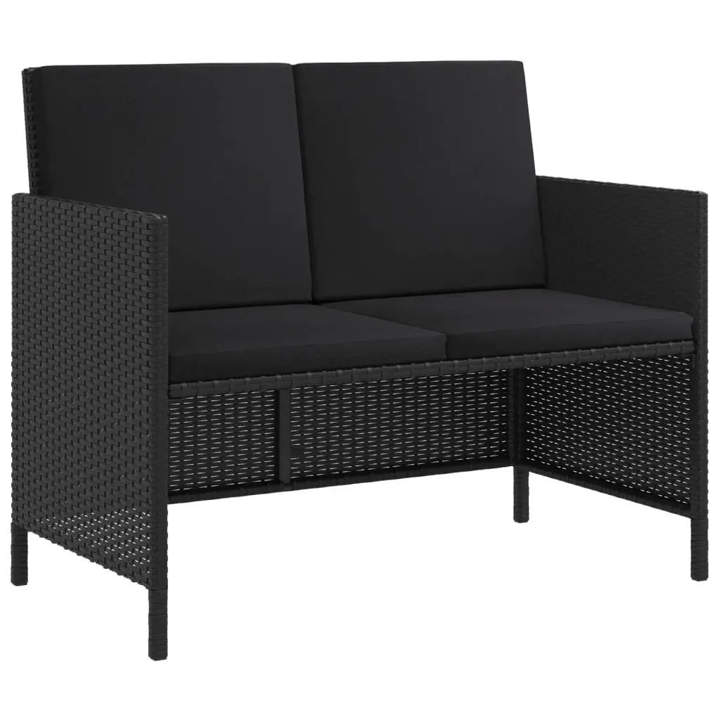 Garden Dining Set Outdoor Furniture 6 Piece Black Poly Rattan with Cushions