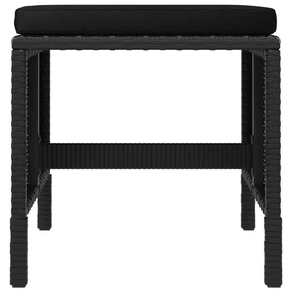 Garden Dining Set Outdoor Furniture 6 Piece Black Poly Rattan with Cushions