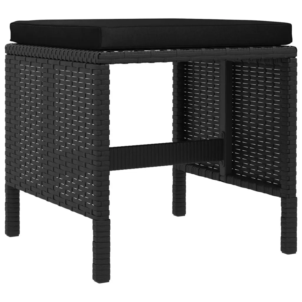 Garden Dining Set Outdoor Furniture 6 Piece Black Poly Rattan with Cushions
