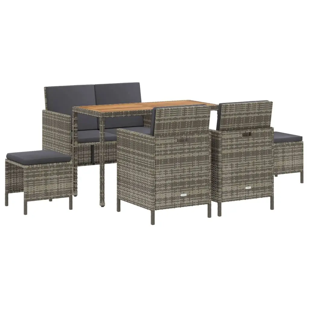 Garden Dining Set 6 Piece Outdoor Furniture Grey Rattan Table Chairs Cushions