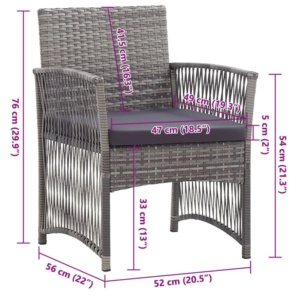 Outdoor Armchairs for Garden 2 Piece Grey Size with Cushions