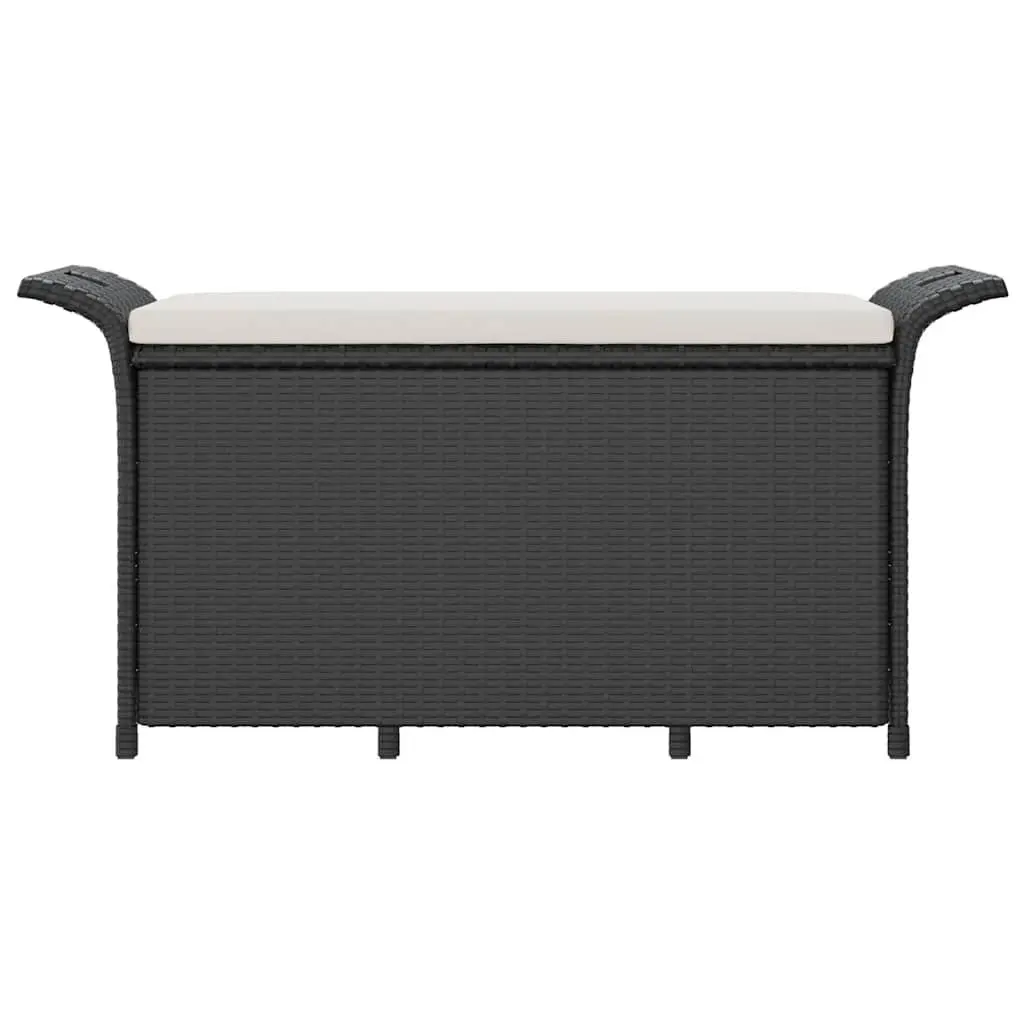 Garden Bench with Storage for Outdoor Use Black Poly Rattan 116 x 46 x 57 cm