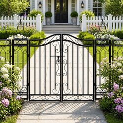 Specifications of Black Wrought Iron Ornamental Garden Gate 121x100cm