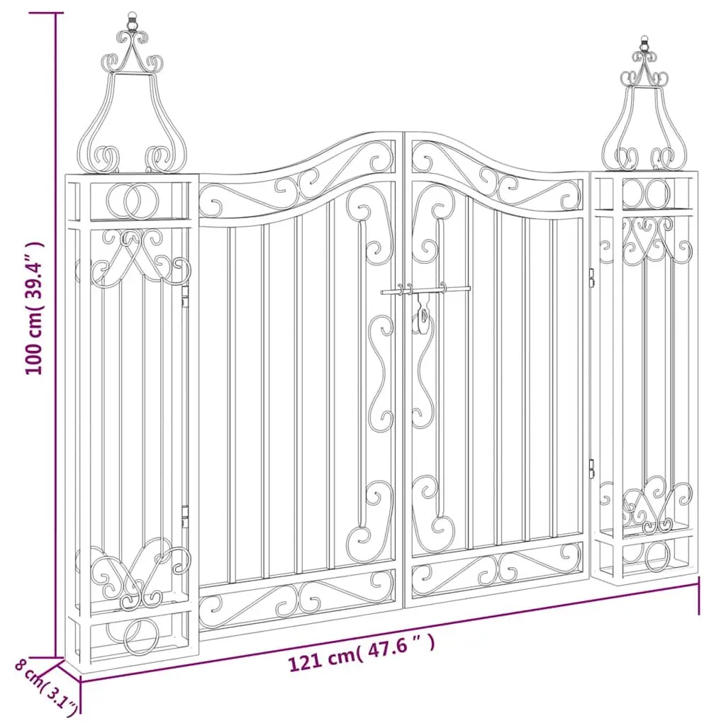 Wrought Iron Garden Gate Entryway Fence 121x100cm