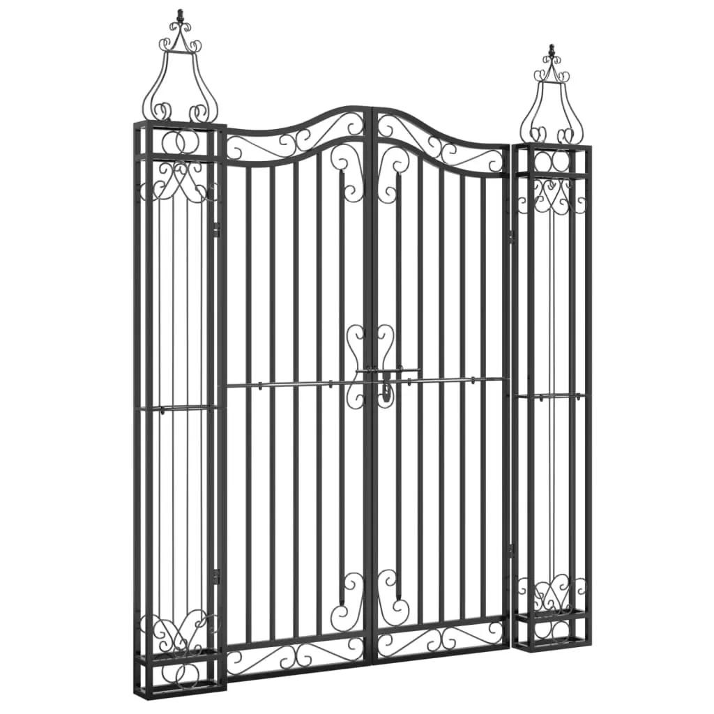 Garden Gate Outdoor Patio Wrought Iron Black 121W x 150H cm