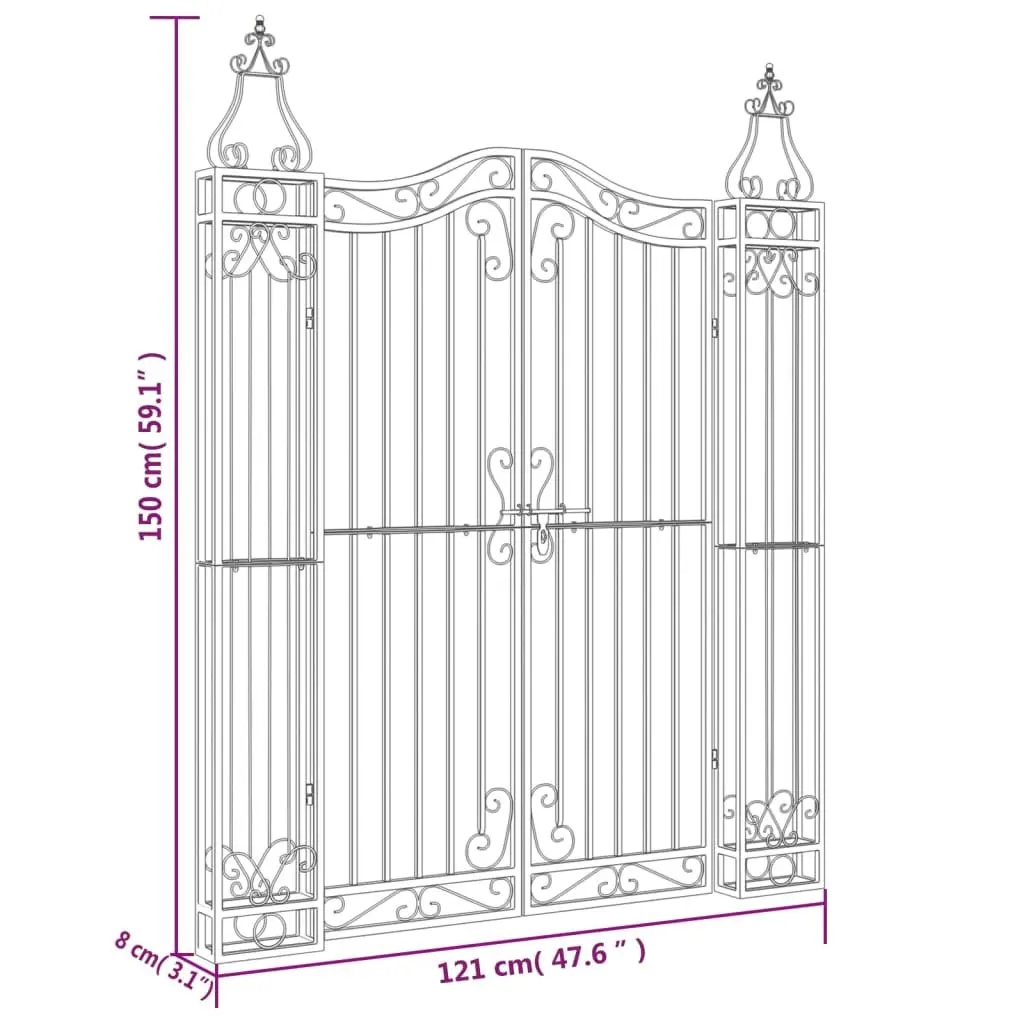 Garden Gate Outdoor Patio Wrought Iron Black 121W x 150H cm