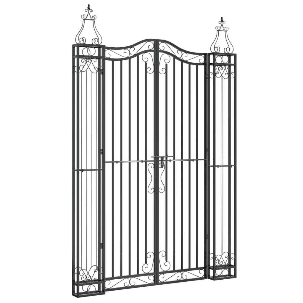 Wrought Iron Garden Gate Entryway Black 121x180cm