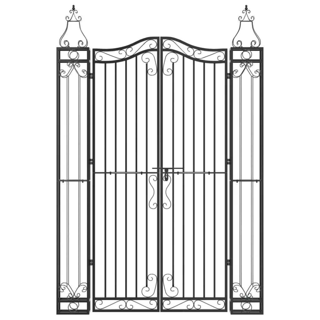 Wrought Iron Garden Gate Entryway Black 121x180cm