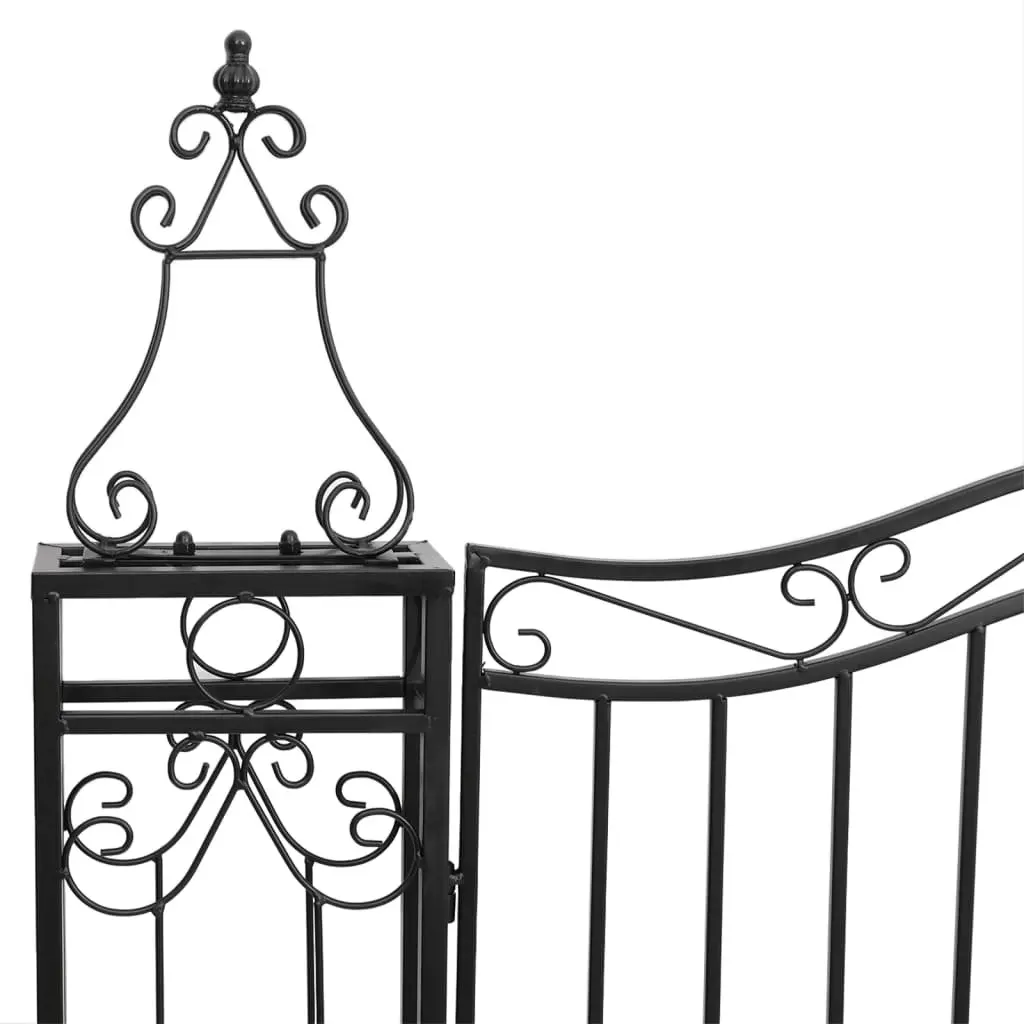 Wrought Iron Garden Gate Entryway Black 121x180cm