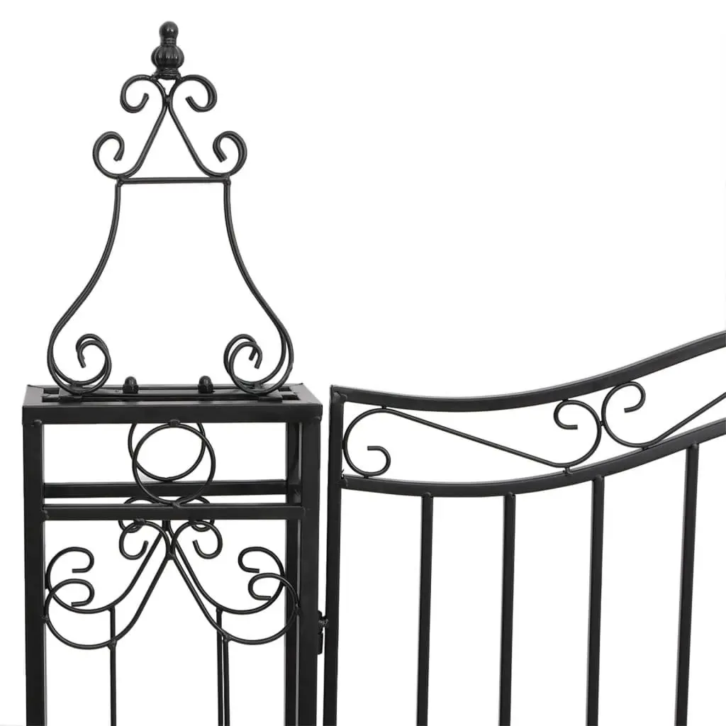 Garden Gate Black Wrought Iron Ornamental Outdoor Fence Entry Posts 121x200cm