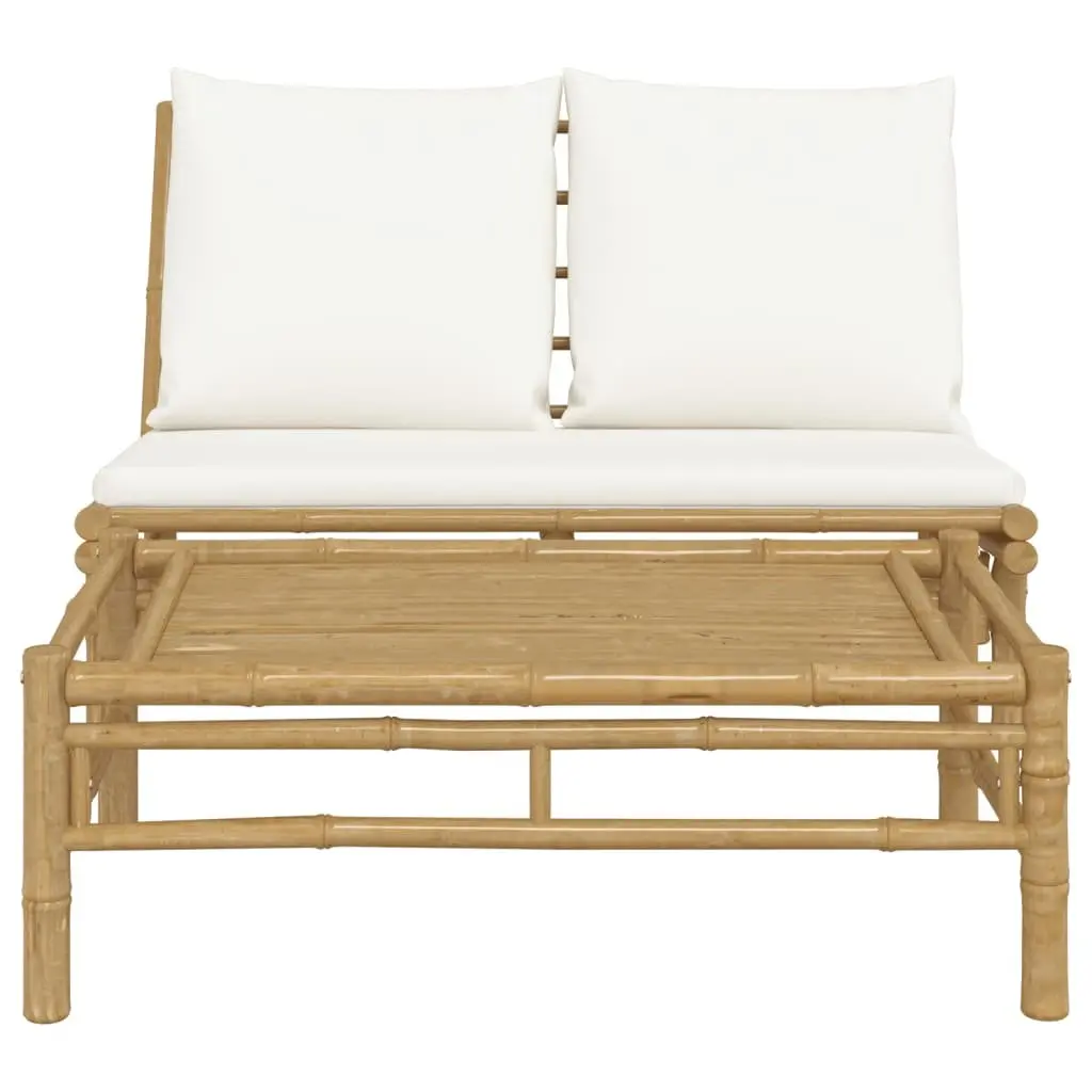 Bamboo Sectional Sofa Outdoor Lounge Set 2 Piece with Cushions for Garden and Patio