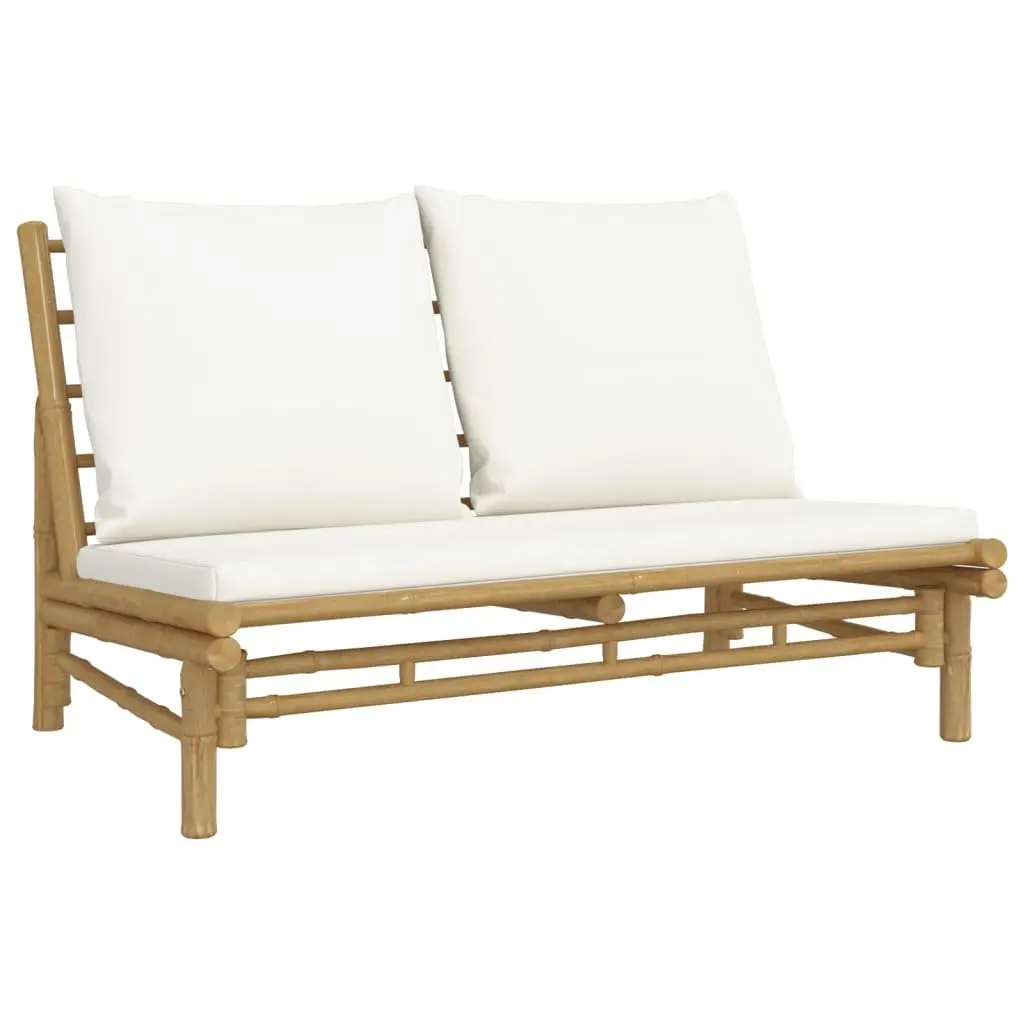 Bamboo Sectional Sofa Outdoor Lounge Set 2 Piece with Cushions for Garden and Patio