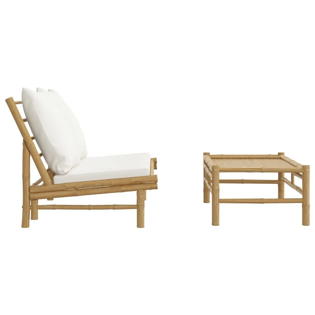 Bamboo Sectional Sofa Outdoor Lounge Set 2 Piece with Cushions for Garden and Patio