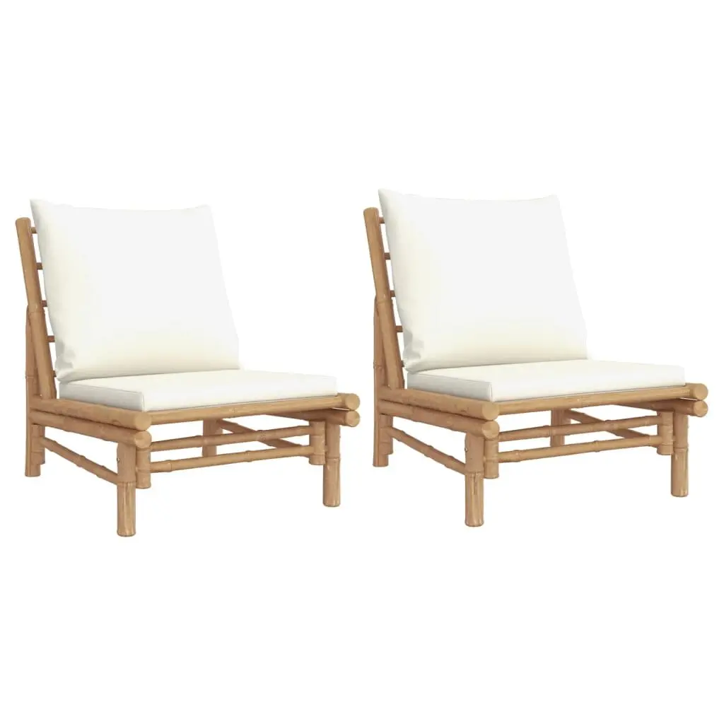 Bamboo Outdoor Garden Chairs 2 Piece Set with Cushions
