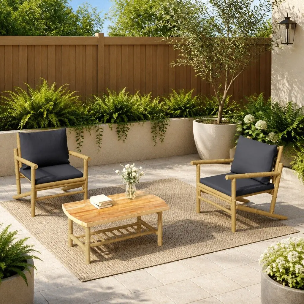 Bamboo Coffee Table for Garden Outdoor Use 90x55x37 cm