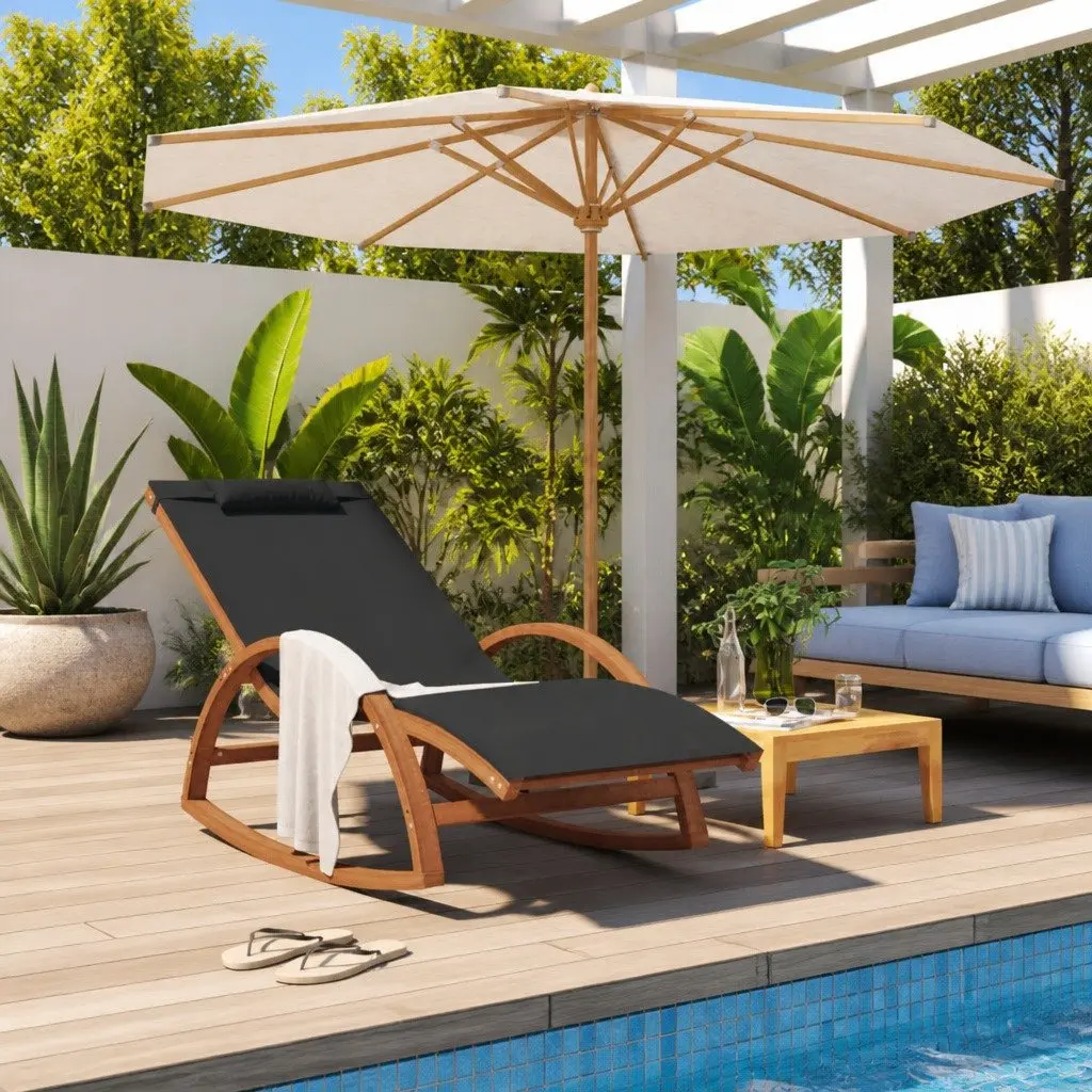 Rocking Chair Outdoor Garden Relaxation Grey Textilene 1 Piece
