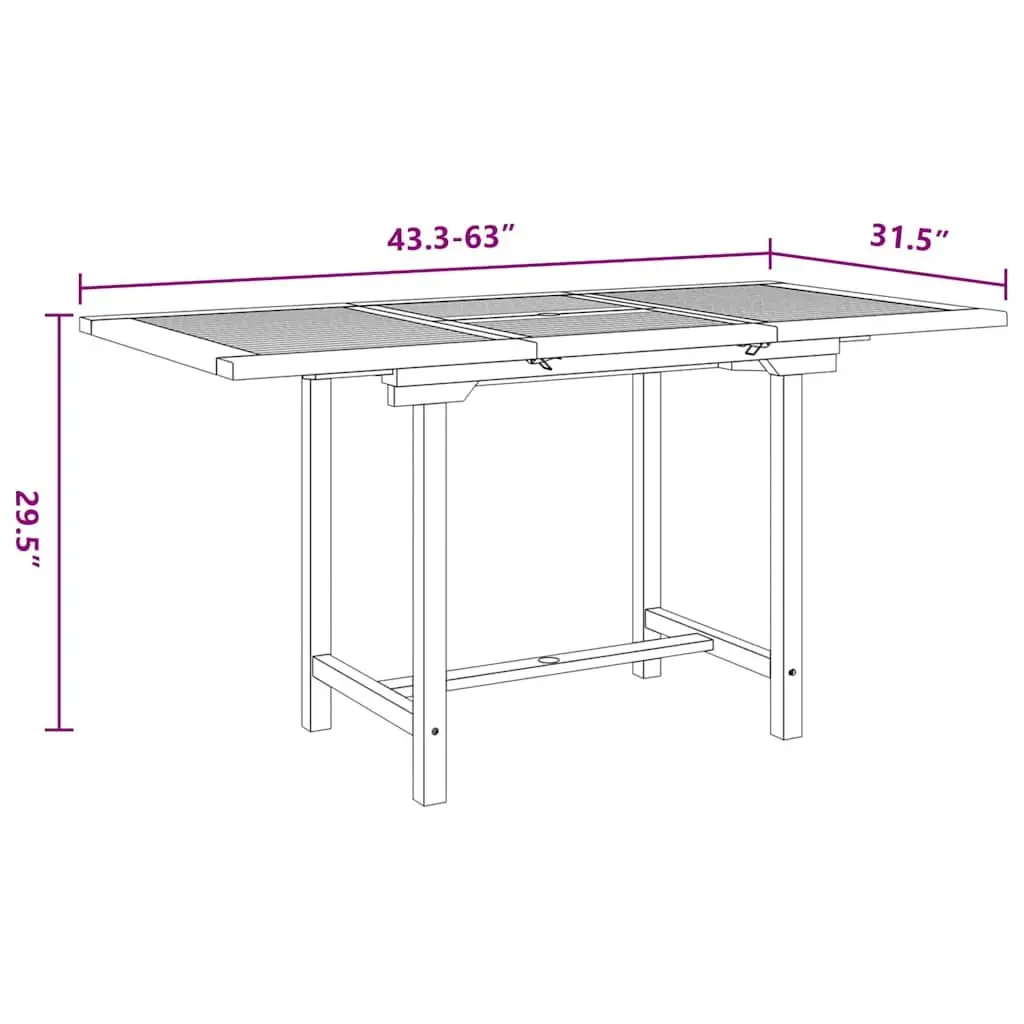 Extending Garden Table 110-160x80x75cm Outdoor Dining Extendable Patio Furniture