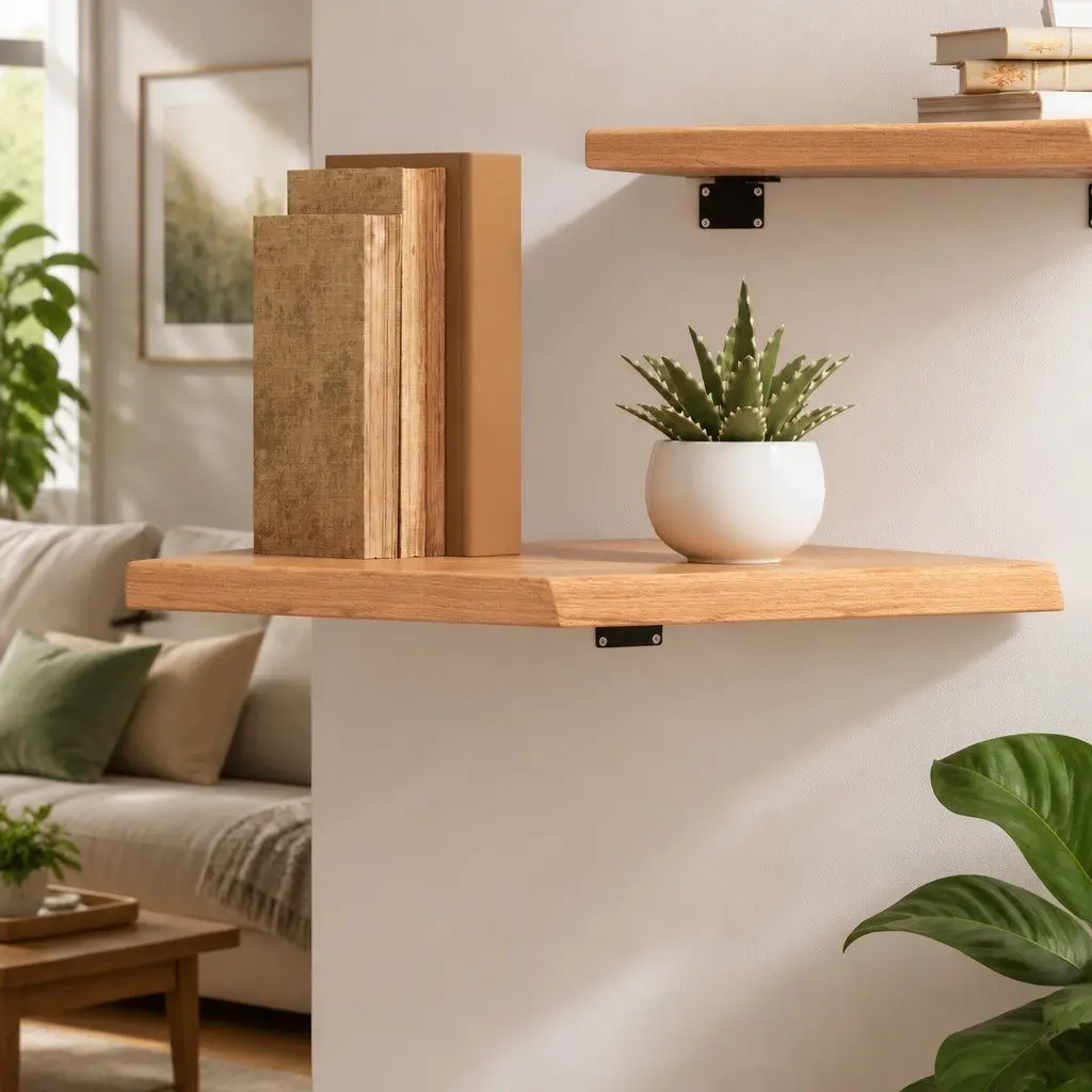 Rustic Solid Oak Wall Shelf