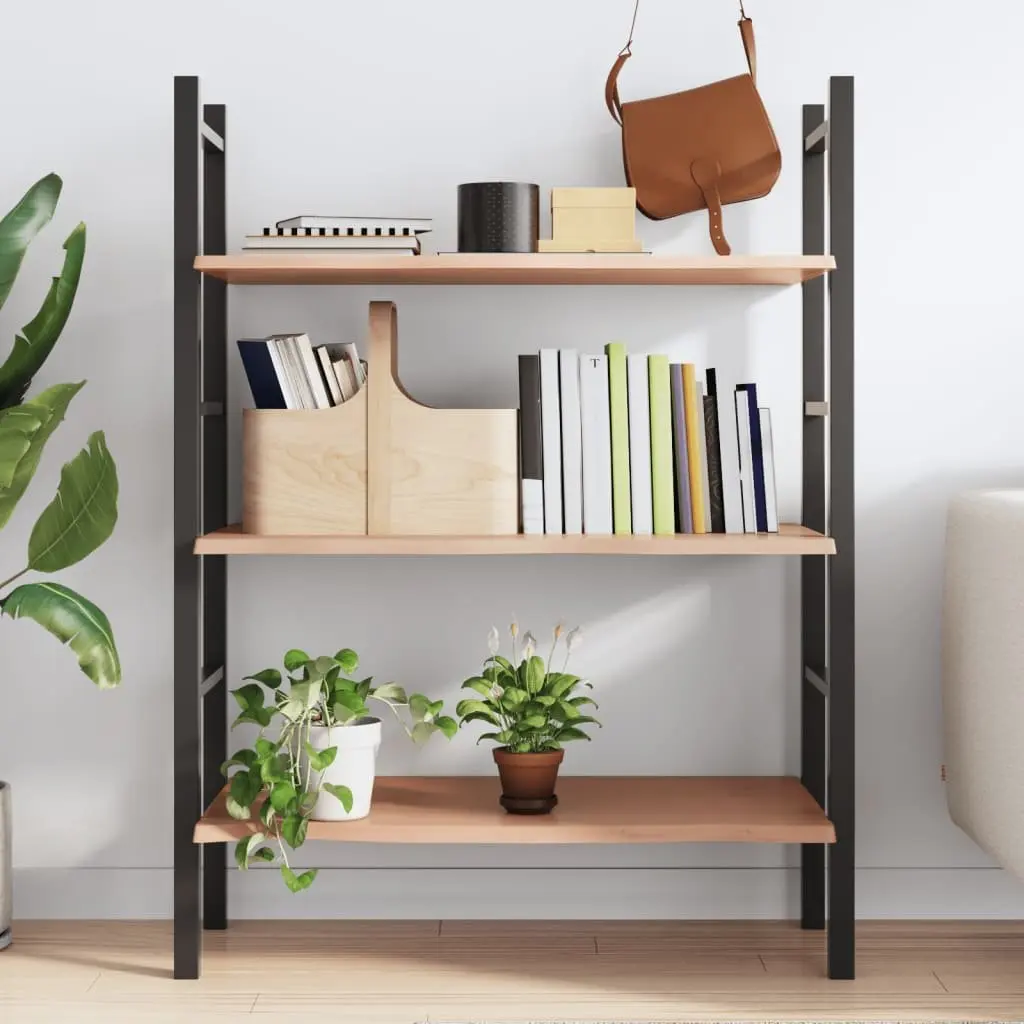 80x60x2cm Light Brown Solid Oak Wood Wall Shelf