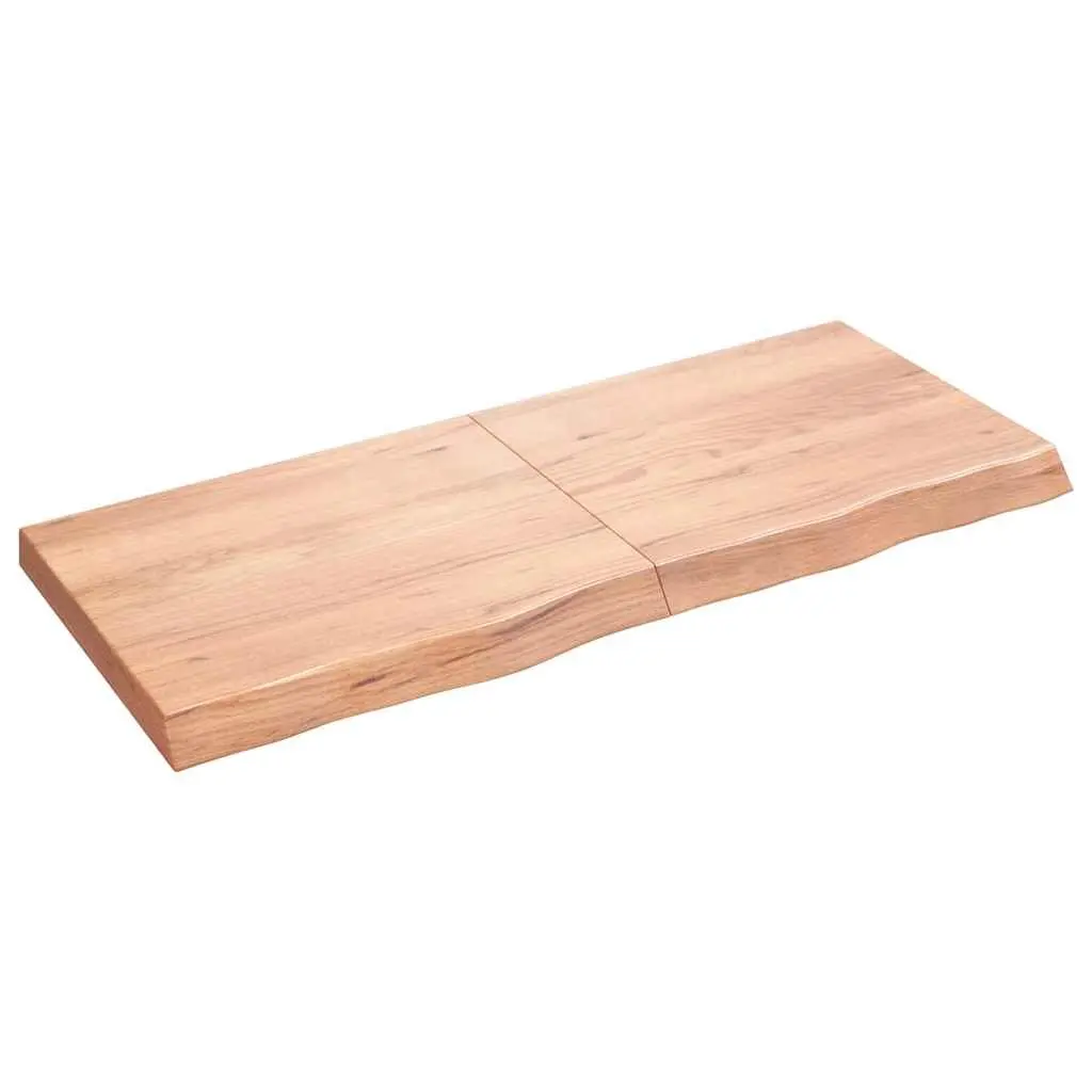 Wall Shelf Light Brown Treated Solid Oak Wood 120x50cm Rustic Storage Ledge