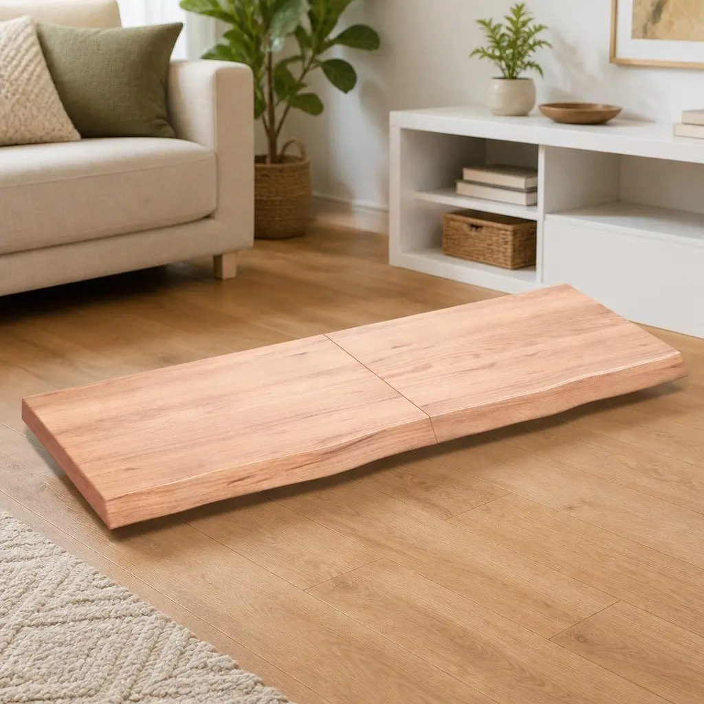 Brown Solid Oak Folding Wall Shelf