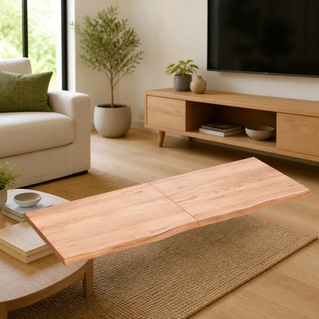 Rustic Oak Wood Wall Shelf 160x60cm Light Brown