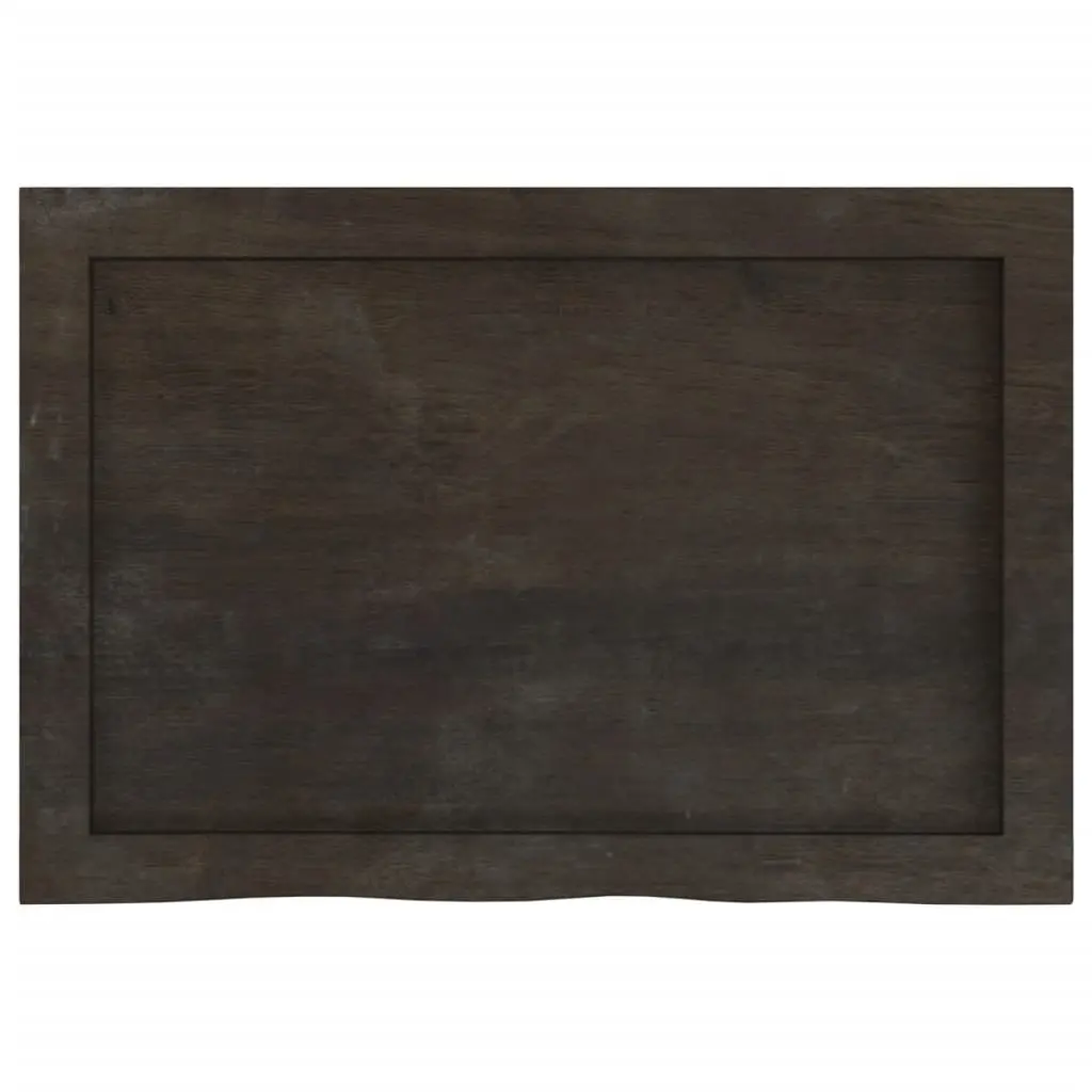 Wall Shelf Dark Brown Solid Oak Wood Treated Live Edge Storage Display 60x40cm