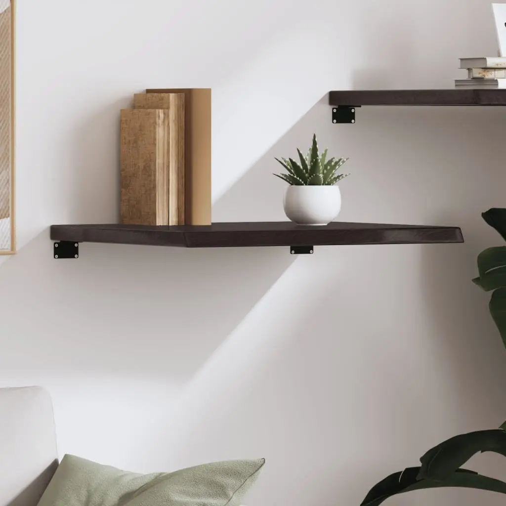 Wall Shelf Dark Brown Solid Oak Wood Rustic Storage Display Home Furniture