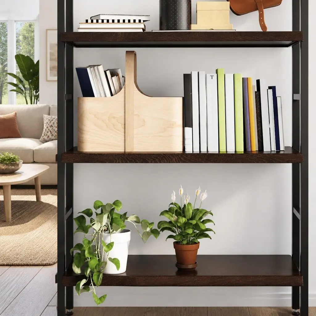 80x50cm Dark Brown Solid Oak Wall Shelf