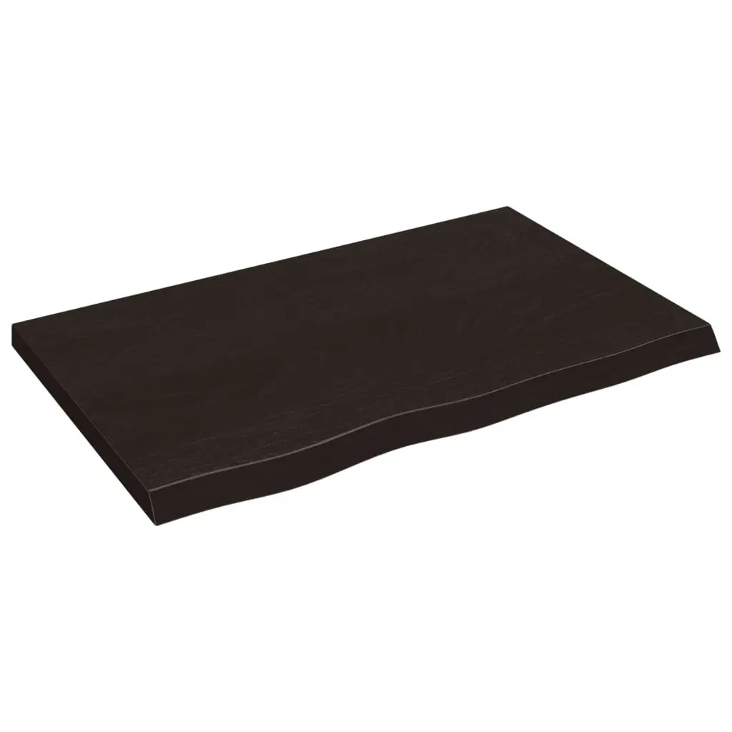 80x50cm Dark Brown Solid Oak Wall Shelf