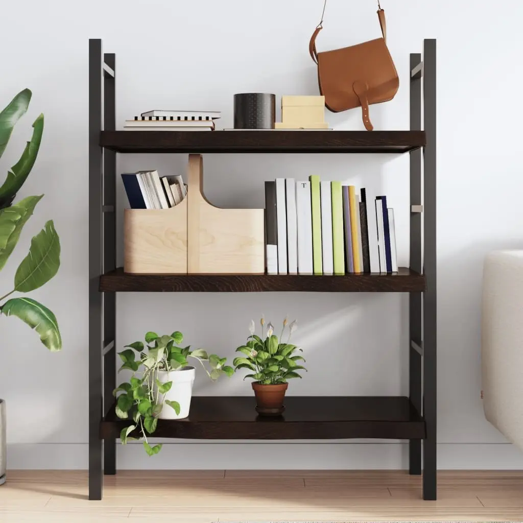Wall Shelf Oak Solid Wood Dark Brown Rustic Storage Shelving 80x50 cm