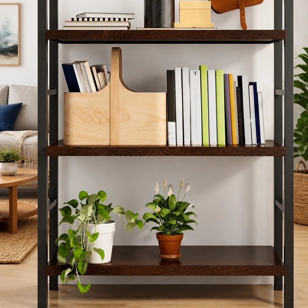 Wall Shelf Rustic Oak Wood 80x60cm Dark Brown