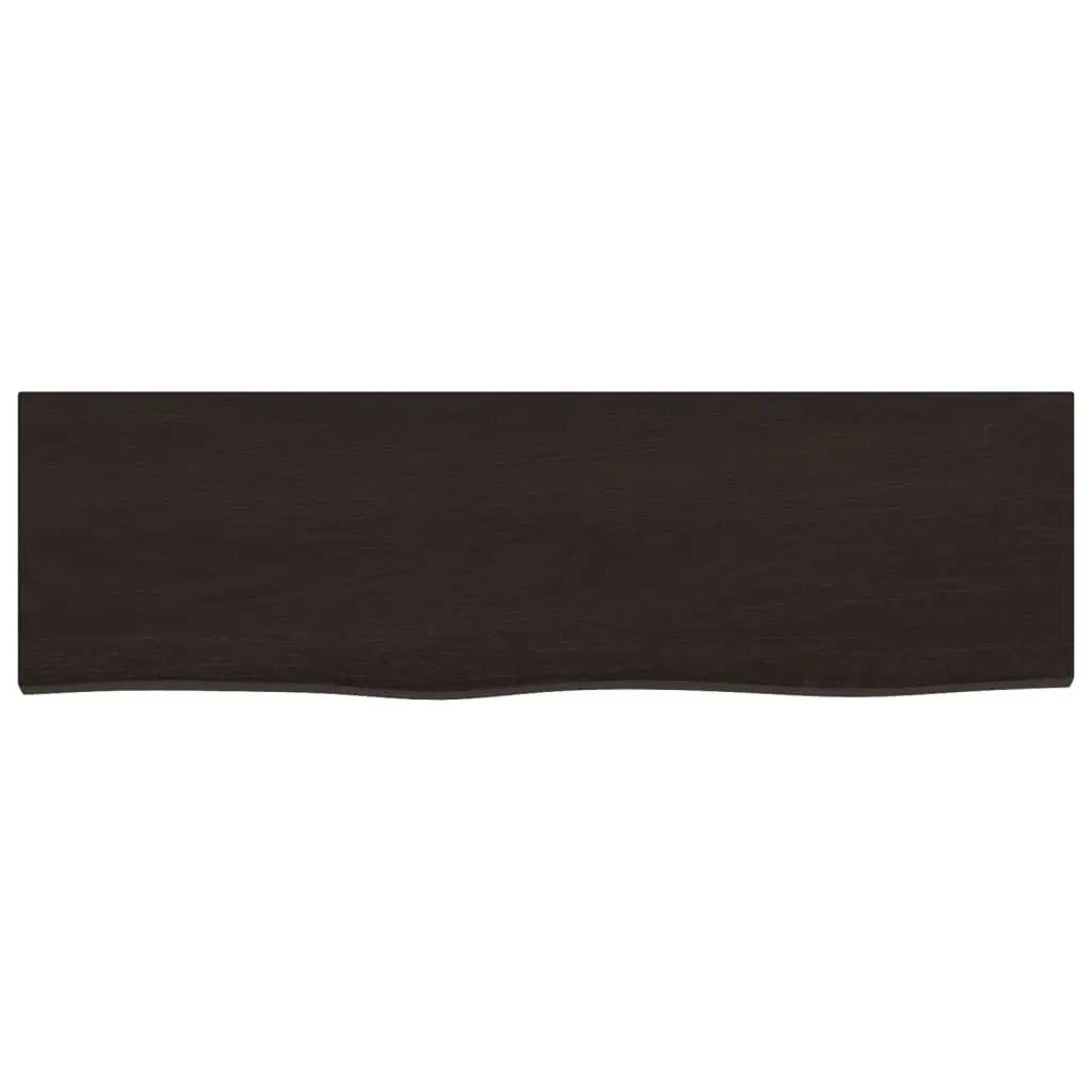 Wall Shelf Dark Brown Solid Oak Wood 100x30x2 cm Storage Rustic Style