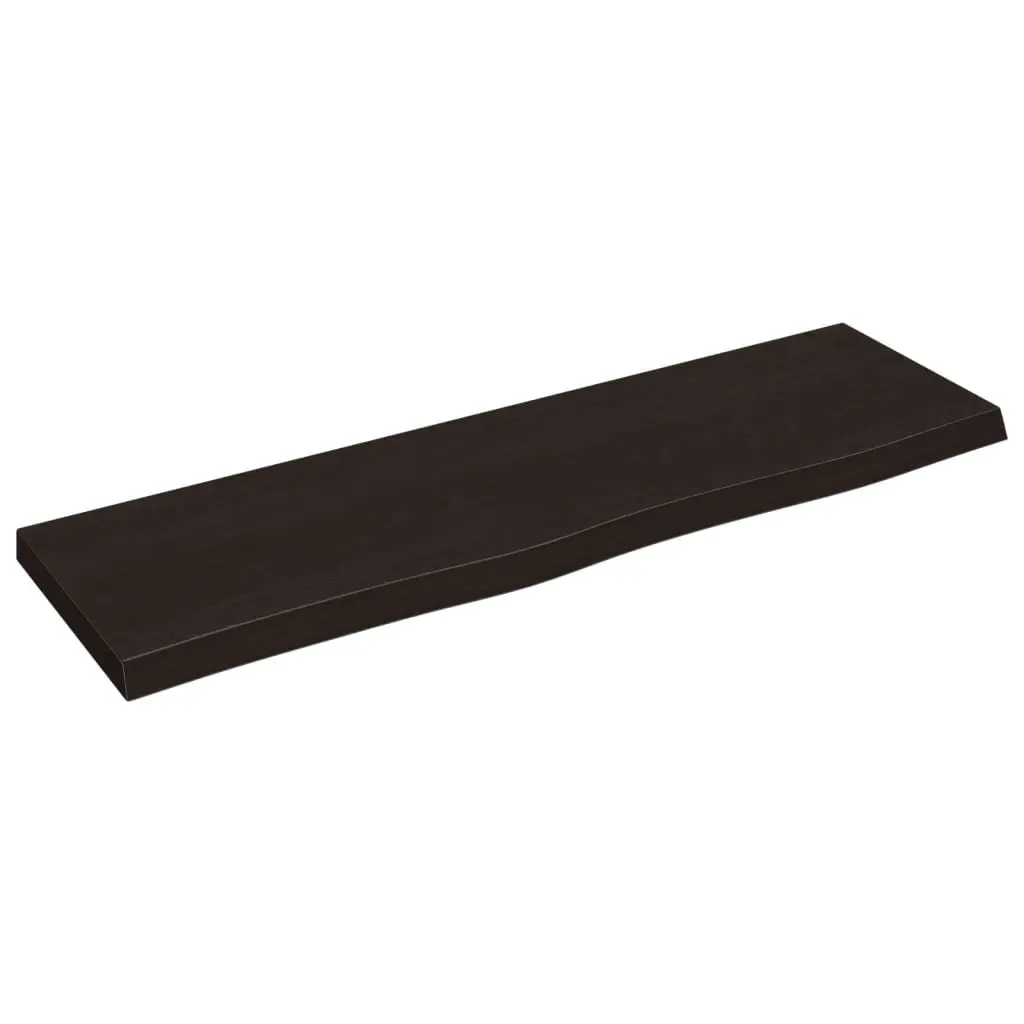Wall Shelf Rustic Style Solid Oak Wood 100x30cm Dark Brown Storage Floating Ledge