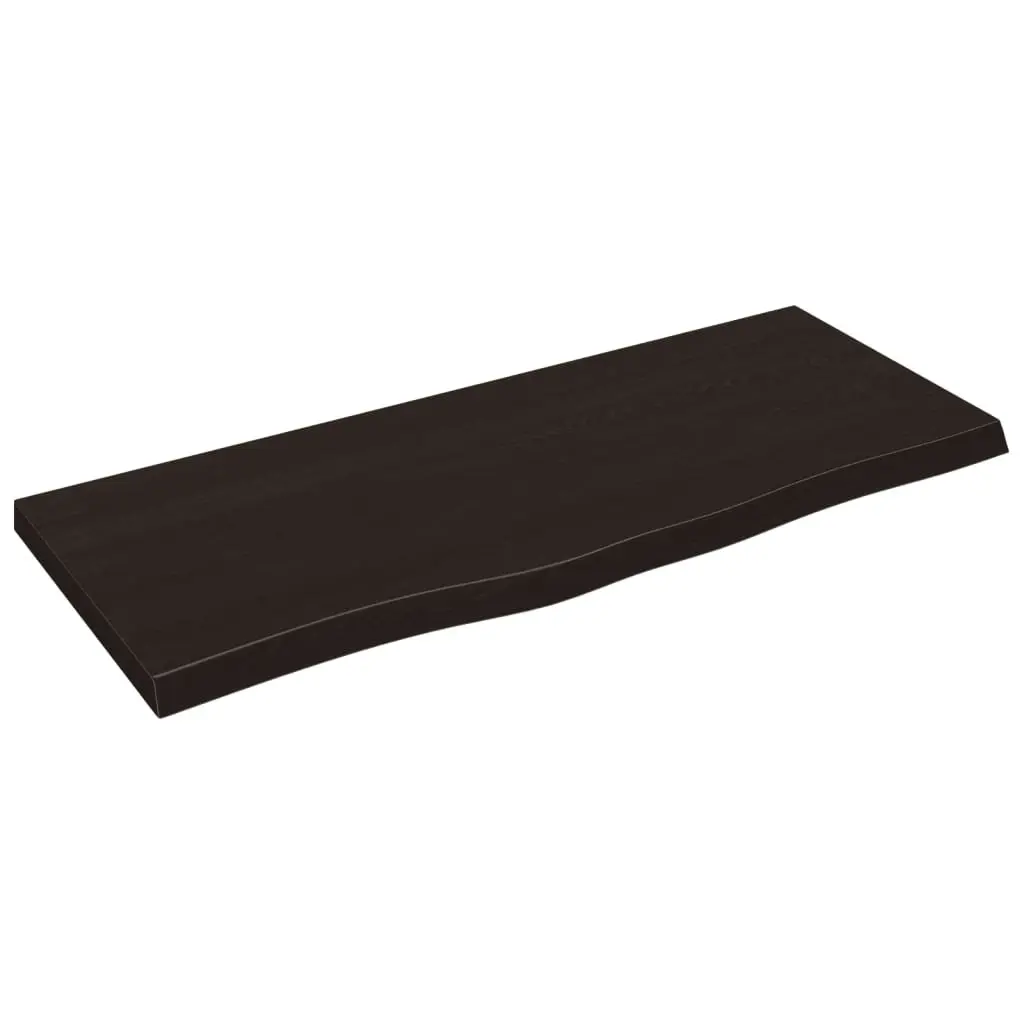 Rustic Floating Ledge Wall Shelf Solid Oak Wood Dark Brown 100x40cm Storage