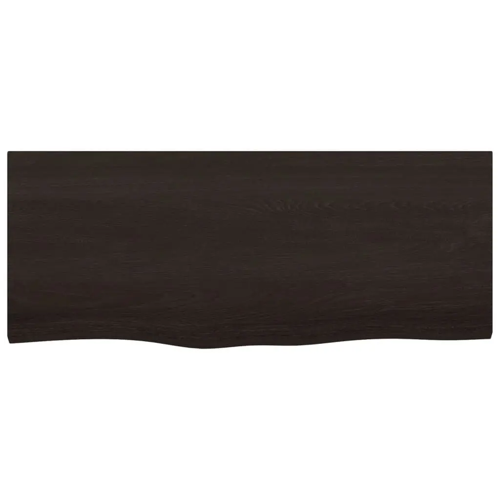 Rustic Floating Ledge Wall Shelf Solid Oak Wood Dark Brown 100x40cm Storage