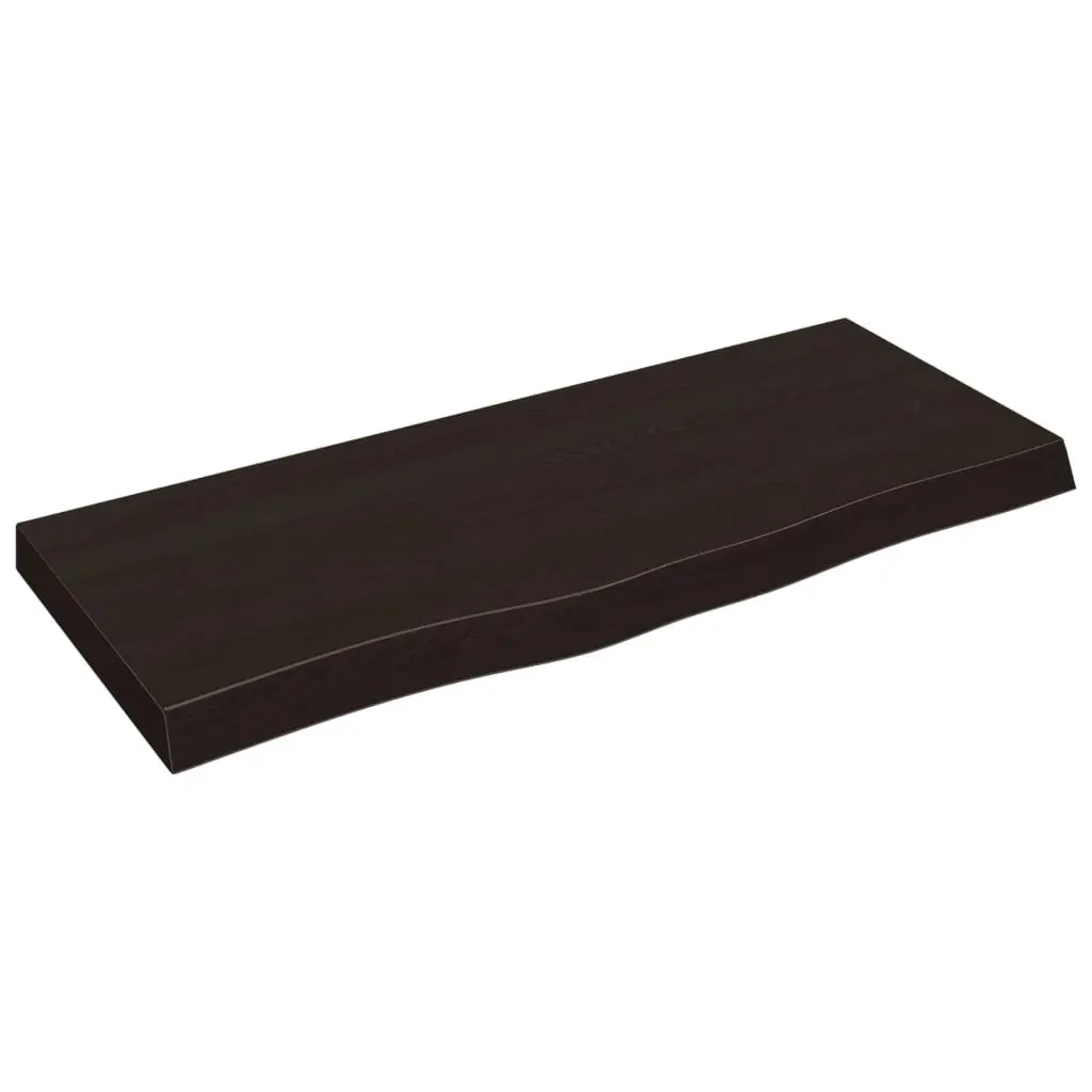 Dark Brown Solid Oak Wood Wall Shelf