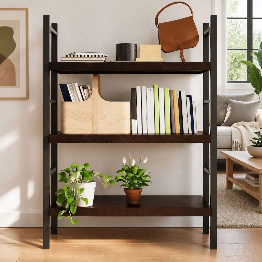 Wall Shelf 100x50cm Live Edge Handmade Dark Brown Solid Oak Wood Storage Ledge