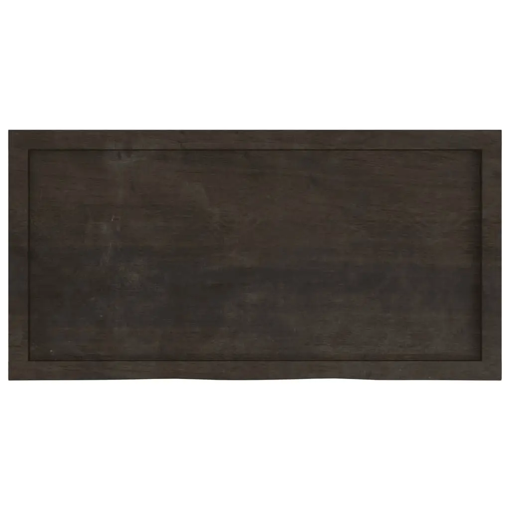 Wall Shelf 100x50cm Live Edge Handmade Dark Brown Solid Oak Wood Storage Ledge