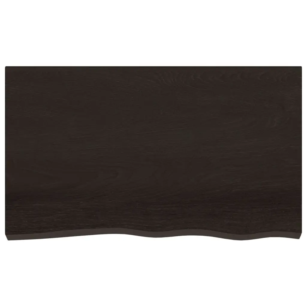 Wall Shelf Rustic Solid Oak Wood Dark Brown 100x60cm