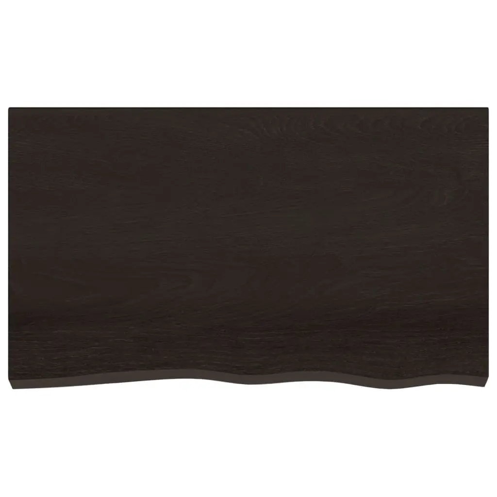 Rustic Wall Shelf Solid Oak Wood Dark Brown Live Edge Floating Ledge Storage 100Lx60Wx2-6Hcm